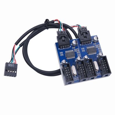 O57 USB 2.0 Hub intern Splitter 1x 9Pin zu 4x 9Pin Erweiterung Header um 4 Ports