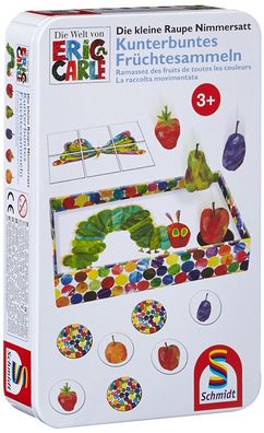 Die kleine Raupe Nimmersatt, Kunterbuntes Früchtesammeln Mitbringspiel in Metalldose
