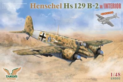 Takom 1:48 TAK48001 Henschel Hs 129 B-2 w/INTERIOR + BONUS (CLEAR PARTS) - NEU