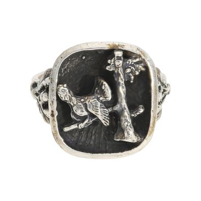 Trachtenring Silber 800 geschwärzt Jagdschmuck Second Hand 25324179 getragen