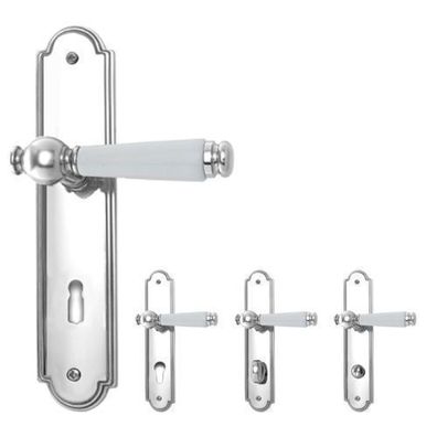 Ghidini R984 Enrico M4 chrom weiß BB/PZ/WC Türdrücker Langschild Türbeschlag