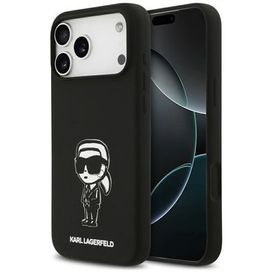 Hülle Karl Lagerfeld MagSafe iPhone 17 Pro Max Silikon schwarz Logo