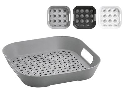 ZELLER Present Tablett m. Anti-Rutsch-Belag Kunststoff sort. 34x34x4,3cm