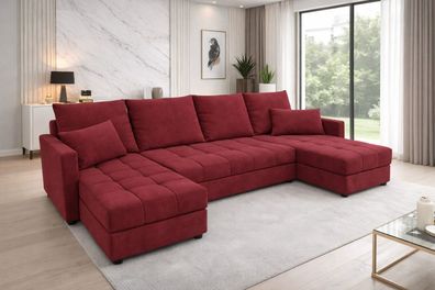 Aurelia U Wohnlandschaft Ecksofa in U-Form mit Schlaffunktion, Bettkasten und Kissen