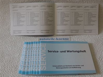 9x Universal Inspektion Serviceheft Wartungsheft Scheckheft Fiat geeignet
