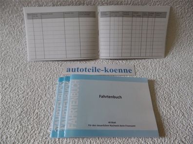 4x Fahrtenbuch DIN A6 quer für je 190 Eintragungen Nachweis Finanzamt