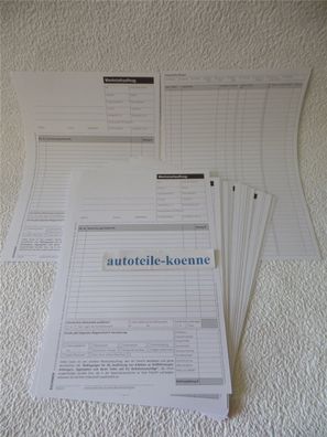 400 Stück DIN A4 Werkstattauftrag KFZ Reparatur Auftragskarten Arbeitskarten