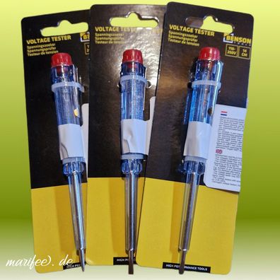 3 Stück Spannungsprüfer, AC 110 - 250 V, 140 mm, Phasenprüfer Art.-Nr. 20138