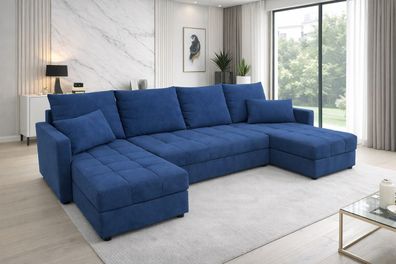 Aurelia U Wohnlandschaft Ecksofa in U-Form mit Schlaffunktion, Bettkasten und Kissen