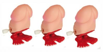 3x Hüpfender Kunststoff Penis zum Aufziehen