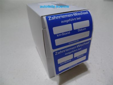 250x Zahnriemen Aufkleber in Spenderbox KD-Aufkleber Zahnriemenwechsel