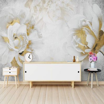 Moderne Wandtapete - Goldene Rosen Elegant Blumen Design 4697