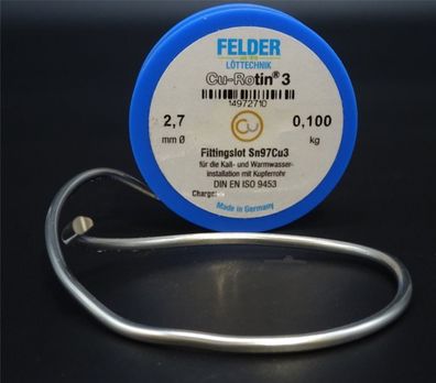 100g Fittingslot Ø 2,7mm Cu-Rotin®3 Sn97Cu3 Weichlot Fitting Kupferrohr Lötzinn
