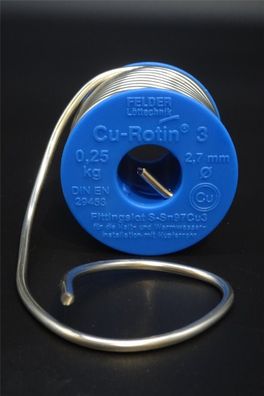 250g Fittingslot Ø 2,7mm Cu-Rotin®3 Sn97Cu3 Weichlot Fitting Kupferrohr Lötzinn