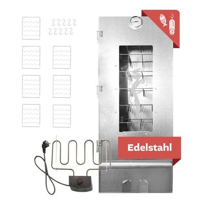 Räucherofen XL 110 cm hoch Edelstahl mit Heizspirale und Zubehör, Räucherschrank : Rä