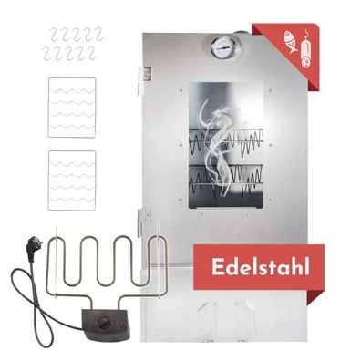 Räucherofen 80cm hoch Edelstahl mit Heizspirale, Räucherschrank 3 Etagen : Räucherofe