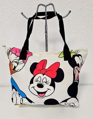 Mickey Mouse Canvas Beuteltasche Tasche Handtasche Reißverschluss Schwarz/Weiß/Bunt