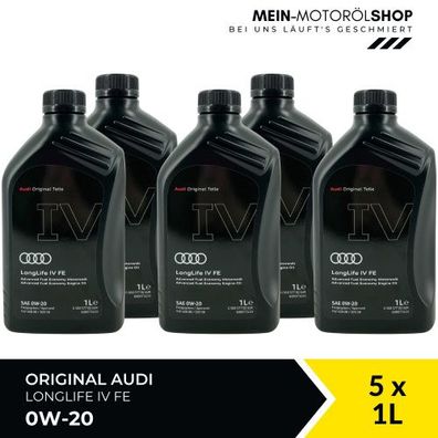 Original Audi 0W-20 LongLife IV FE 508.00 / 509.00 5x1 Liter
