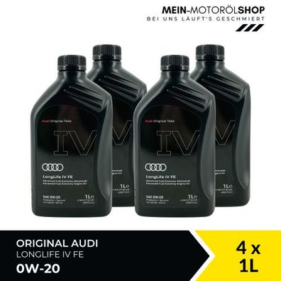 Original Audi 0W-20 LongLife IV FE 508.00 / 509.00 4x1 Liter