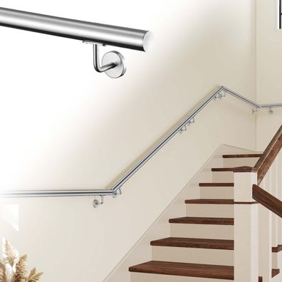 Edelstahl Handlauf 80-240 cm in Silbrig, Schwarz oder Braun | Rostfester Wandhandlauf