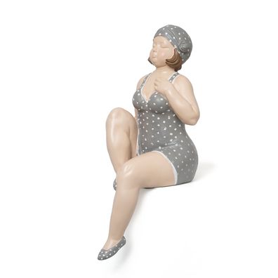 Moritz Deko Figur mollige Badenixe als Kantenhocker Shabby Chic Stil Dekoration