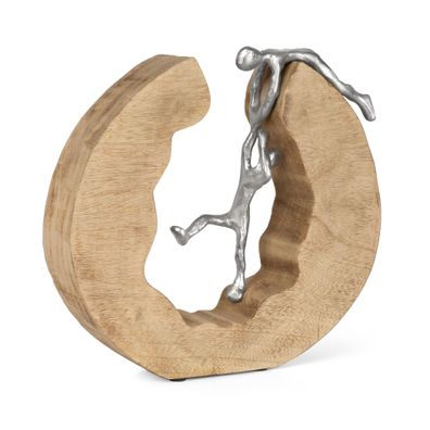 Skulptur Teamwork 29x28x6cm Holzdeko Modern Wohnzimmer