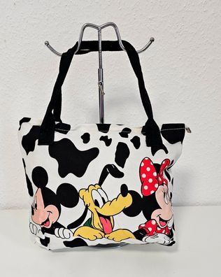 Mickey Mouse Canvas Beuteltasche Tasche Handtasche mit Reißverschluss Hell/Bunt