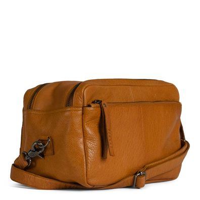 muud Stavanger Stricktasche aus Leder in Whisky 16 x 26 cm