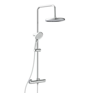 Duschsäule Überkopfbrause-Set Regendusche mit Thermostatarmatur, Chrom