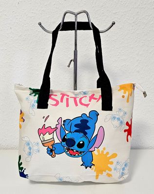 Stitch Print Unisex Canvas Beuteltasche Tasche Handtasche Reißverschluss Hell/Bunt