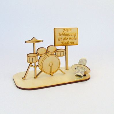 Schlagzeug, Geldgeschenk, Drumset, Musikinstrument, Drumkit, Geschenkidee aus Holz