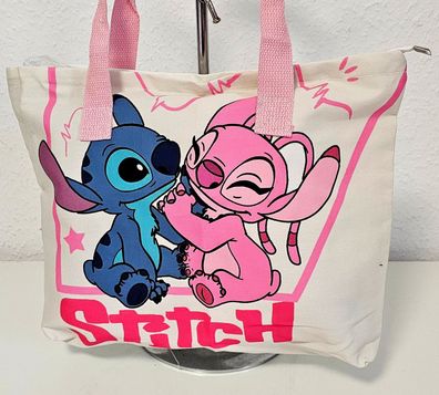 Stitch Print Unisex Canvas Beuteltasche Tasche Handtasche Reißverschluss Hell/Rosa