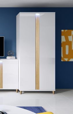 Zweitüriger Kleiderschrank MARCO 90cm, Drehtürenschrank, Hochglanz