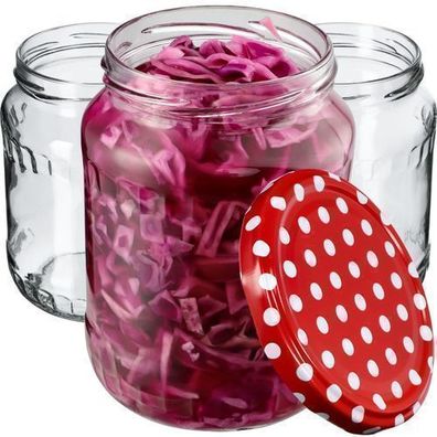 KADAX Einmachgläser, Marmeladengläser 720 ml (Rot gepunktet / 24 Stück)