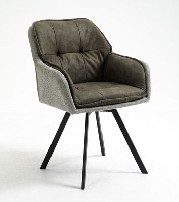 Esszimmerstuhl drehbar "Alice" grau/grün