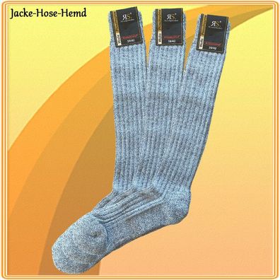 3 Paar Herren Wollsocken Jagdsocken Kniestrümpfe Grau Socken Gr: 39 bis 50 NEU