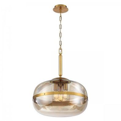 Elstead Lighting LED Pendelleuchte Nottingham 51cm Antikmessing Bernstein