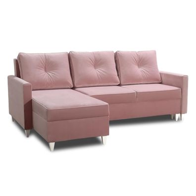 Best For Home - Brad Maxi Ecksofa, -förmiges Samtsofa mit Schlaffunktion & Bettkästen