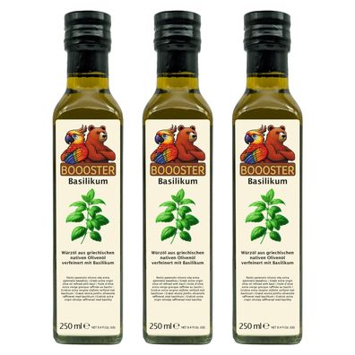 Apsu Boooster Basilikum Würz-Öl 3x 250ml kretisches Natives Olivenöl Extra zum Kochen