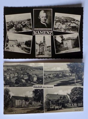 2 AK Kamenz Häslich Gasthof Richter Belegschaftshaus VEB Granitwerke DDR