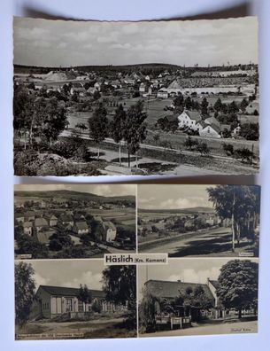 2 AK Häslich Gasthof Richter Belegschaftshaus VEB Granitwerke DDR Kamenz