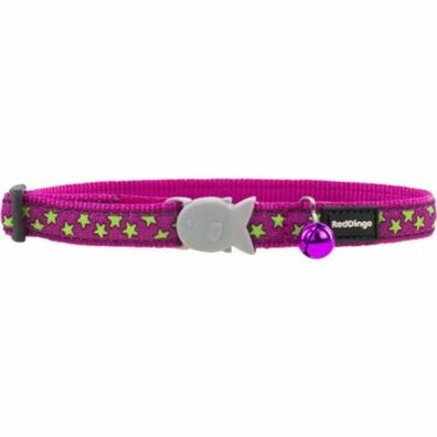 Halsband für Katzen - Sterne Lime auf Hot Pink