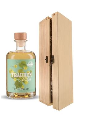 Geschenk Steinhauser Trauben Likör in einer Holzbox mit Verschluss