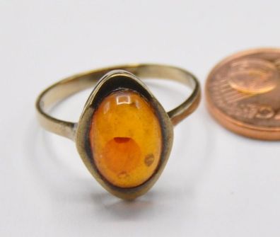 Bernstein Amber Solitär Ring 333 Gold Vintage