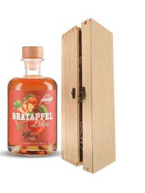 Geschenk Steinhauser Bratapfel Likör in einer Holzbox mit Verschluss