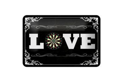 Blechschild Love Darts, 3 versch. Größen, Spruch Hobby