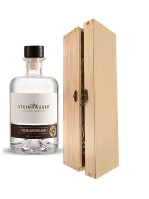Geschenk Steinhauser Vogelbeerenbrand in einer Holzbox mit Verschluss