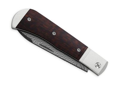 Kizer Trestle D Damascus Aluminum & Leopard Wood