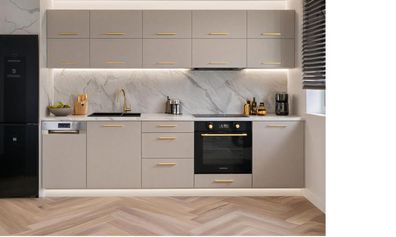 Küchenzeile Siena 270 cm Kaschmir Matt- Küche, Küchenblock 2,7m, Einbauküche