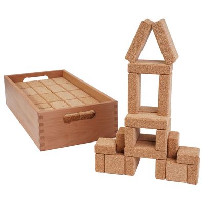 Großes Natur-Kork Baustein-Set KoBaKi 76 Bau-Klötze Bau-Steine Spiel-Set